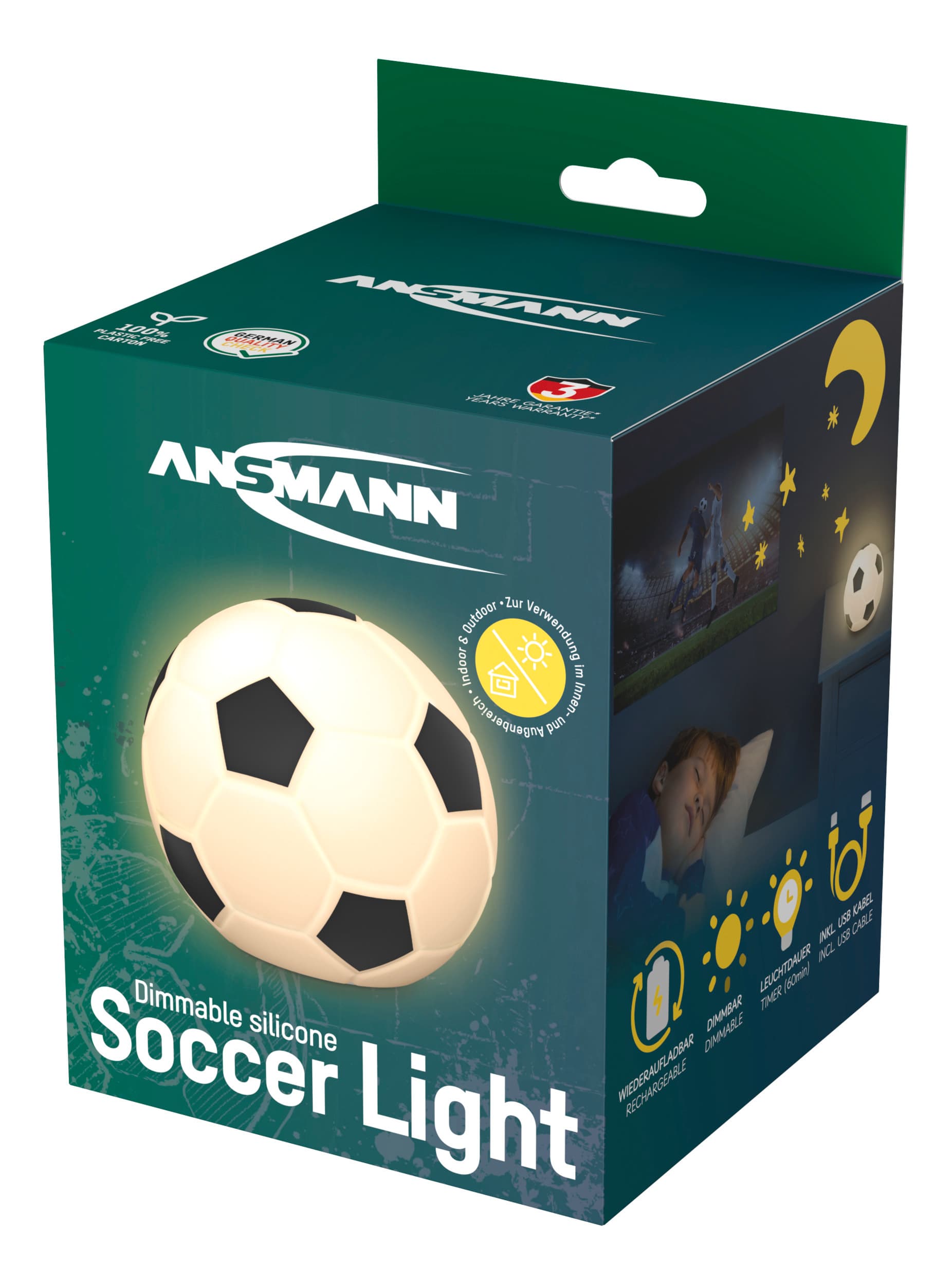 Lampe de nuit LED Ansmann 1800-0099, à intensité variable, couleurs changeantes, batterie rechargeable, lampe de nuit portable en silicone, motif