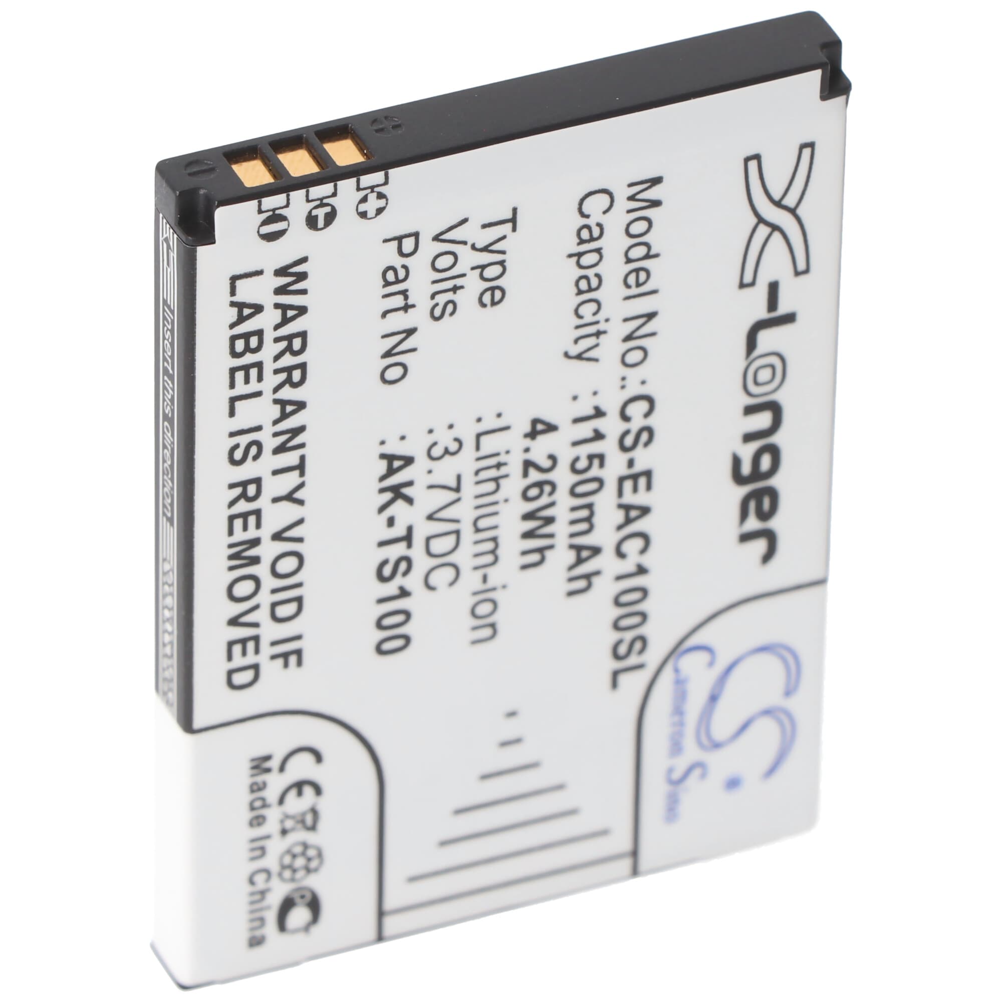 AK-TS100 Batterie de remplacement pour Emporia Telme TS100, Telme TS100S 3,7 Volt 1150mAh