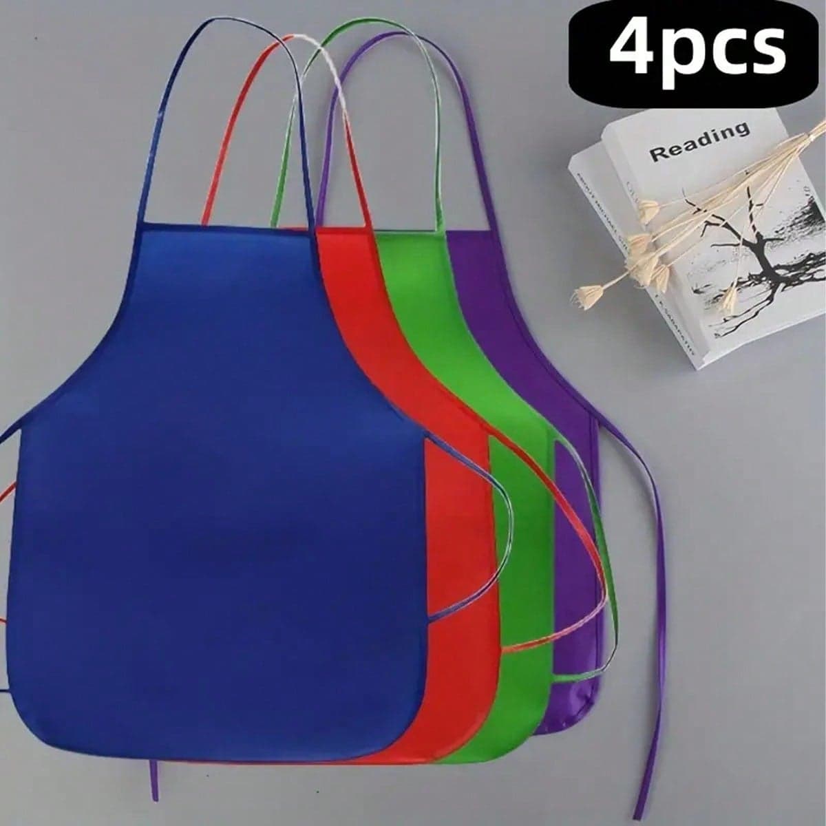 4 couleurs/sac Vêtements de dessin d'enfants, tablier en tissu non-tissé, activité artistique/cuisine/classe/communautaire, fête, activité de